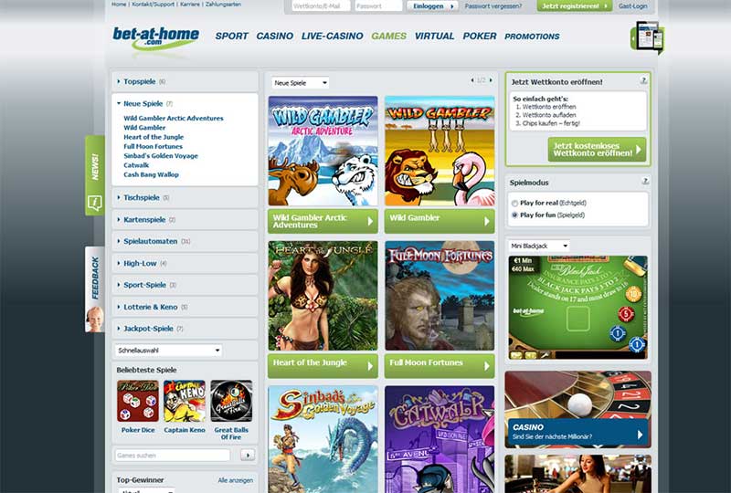 Bet-at-home Casino Spiele