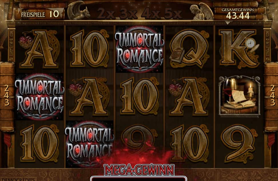 Bei Immortal Romance k&ouml;nnen Sie Mega-Gewinne erzielen